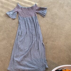 Striped Off-Shoulder Maxi Dress